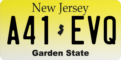 NJ license plate A41EVQ