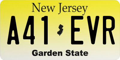 NJ license plate A41EVR