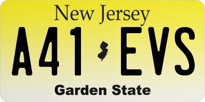 NJ license plate A41EVS