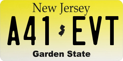 NJ license plate A41EVT