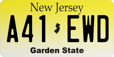 NJ license plate A41EWD
