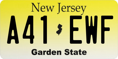 NJ license plate A41EWF