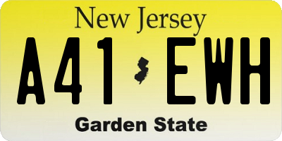 NJ license plate A41EWH