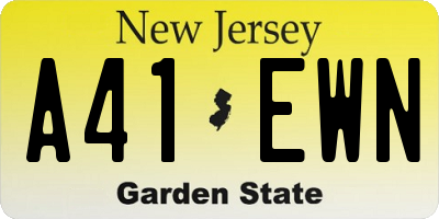 NJ license plate A41EWN