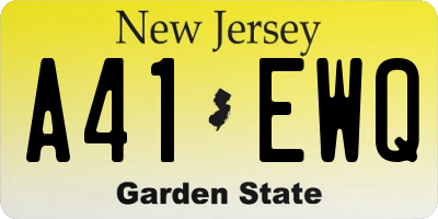 NJ license plate A41EWQ