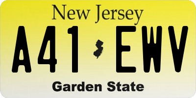 NJ license plate A41EWV