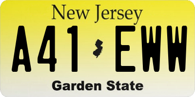 NJ license plate A41EWW