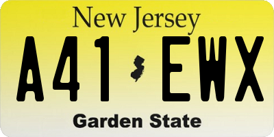 NJ license plate A41EWX