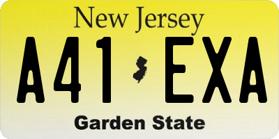 NJ license plate A41EXA