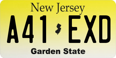 NJ license plate A41EXD