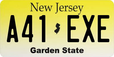 NJ license plate A41EXE