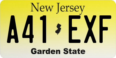 NJ license plate A41EXF