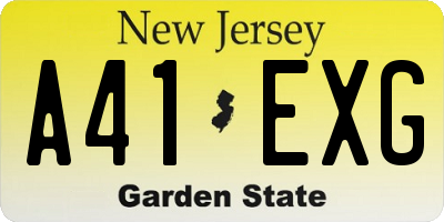 NJ license plate A41EXG