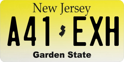 NJ license plate A41EXH