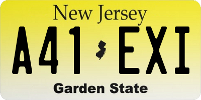 NJ license plate A41EXI