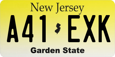 NJ license plate A41EXK
