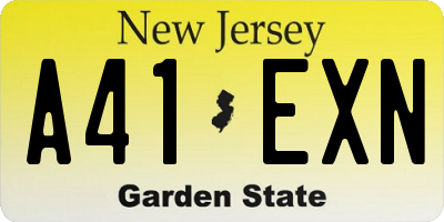 NJ license plate A41EXN