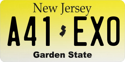 NJ license plate A41EXO