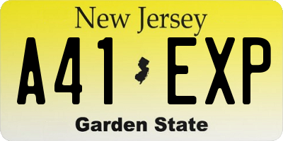 NJ license plate A41EXP