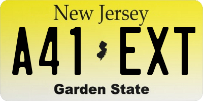 NJ license plate A41EXT