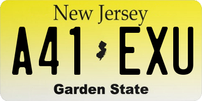 NJ license plate A41EXU
