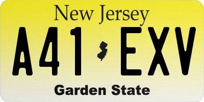 NJ license plate A41EXV