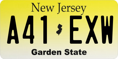 NJ license plate A41EXW