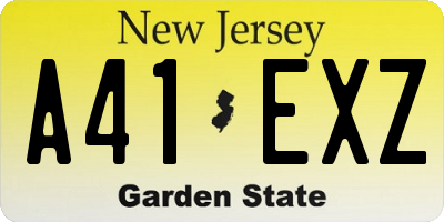 NJ license plate A41EXZ