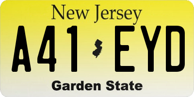 NJ license plate A41EYD
