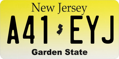 NJ license plate A41EYJ