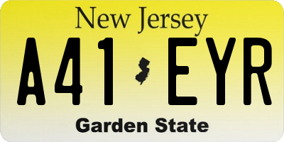 NJ license plate A41EYR