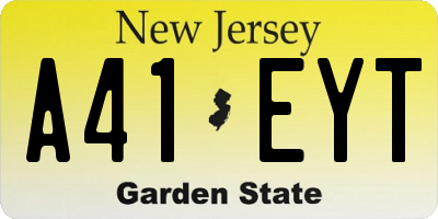 NJ license plate A41EYT