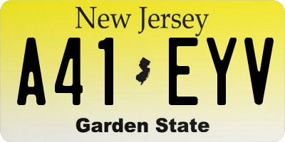 NJ license plate A41EYV