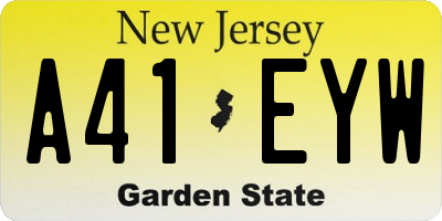 NJ license plate A41EYW
