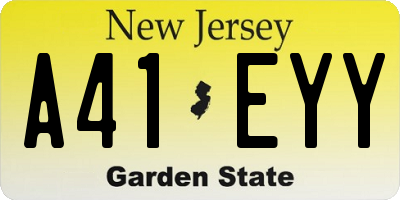 NJ license plate A41EYY