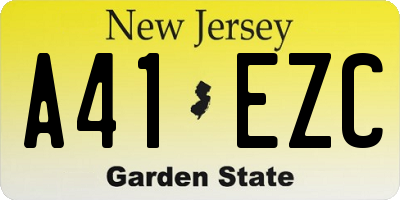 NJ license plate A41EZC