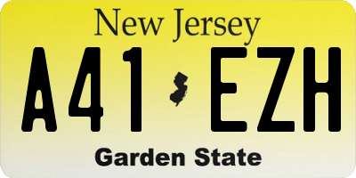NJ license plate A41EZH