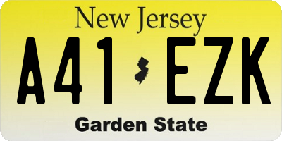 NJ license plate A41EZK
