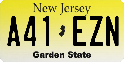 NJ license plate A41EZN