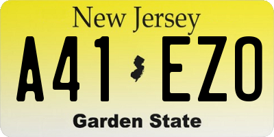 NJ license plate A41EZO