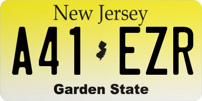 NJ license plate A41EZR