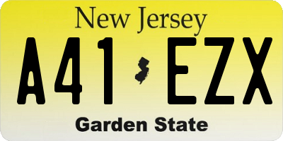 NJ license plate A41EZX