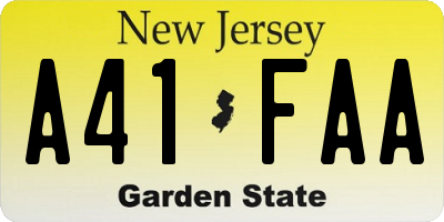 NJ license plate A41FAA