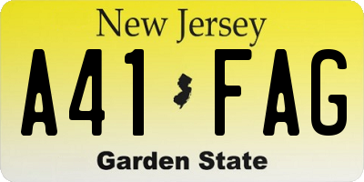 NJ license plate A41FAG