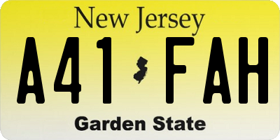 NJ license plate A41FAH