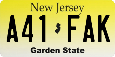 NJ license plate A41FAK