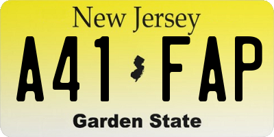 NJ license plate A41FAP