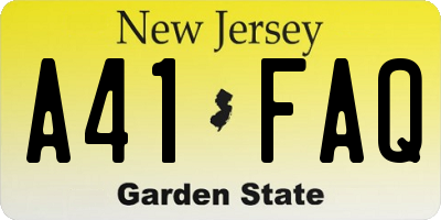 NJ license plate A41FAQ