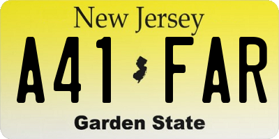 NJ license plate A41FAR