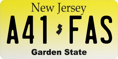 NJ license plate A41FAS